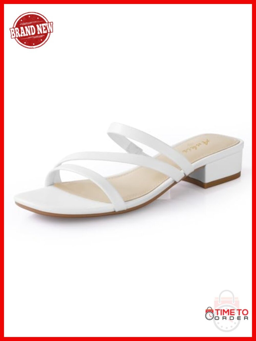 Ankis Strappy Heeled Sandals Women 1 Inch Low Chunky Block Heel Square Open Toe